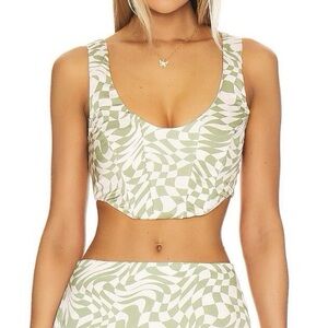 For Love & Lemons Nomi Crop top in green.